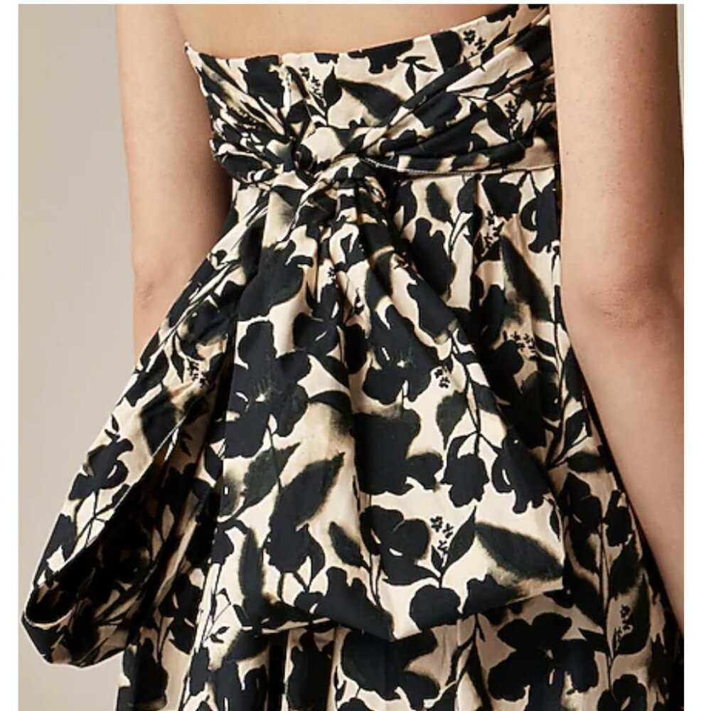 J Crew Collection Strapless Bow Back Maxi Floral Print Cotton Maxi Dress Wedding - Picture 3 of 15